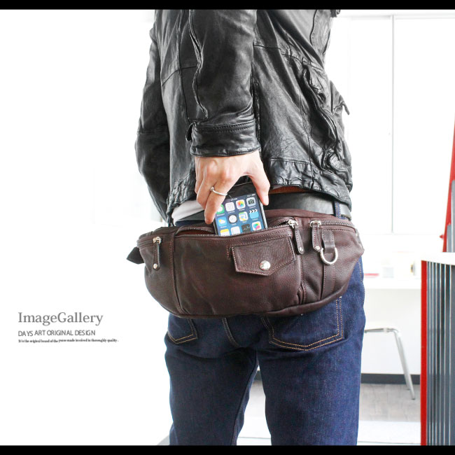 デイズアート Daysart レザーバッグ メンズ 本革 カーフスキン ウエストポーチ ボディバッグ ブラック ブラウン ダークブラウン ブルー レッド【ギフト】   lb270 デイズアート Daysart レザーバッグ メンズ 本革 カーフスキン