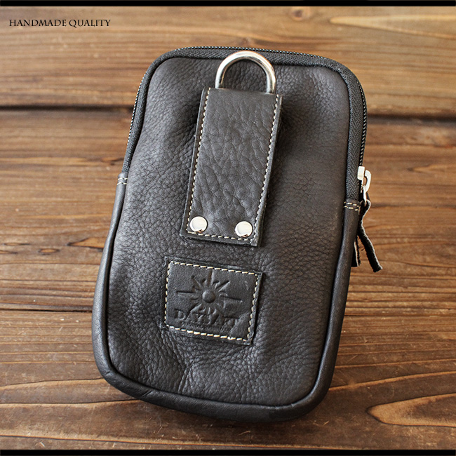 [デイズアート] ベルトポーチ レザー 本革 ウエストバッグ スマホケース シンプル ヒップバッグ デイズアート DaysArt ベルトポーチ レザーバッグ メンズ 本革 カーフスキン ボタン式 ブラック/ブラウン/ダークブラウン